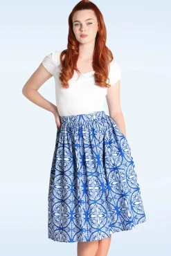 Best Sicily Swing Rok In Blauw En Wit Vrouwen Rokken