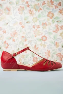 Sale Singapore T-Strap Ballerina's Flats In Rood Vrouwen Ballerina's