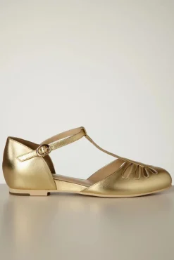 Singapore T-Strap Ballerina Flats In Goud Vrouwen Ballerina's