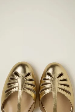 Singapore T-Strap Ballerina Flats In Goud Vrouwen Ballerina's
