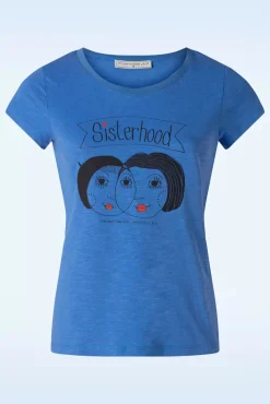 Outlet Sisterhood T-Shirt In Krachtig Blauw Vrouwen T-Shirts