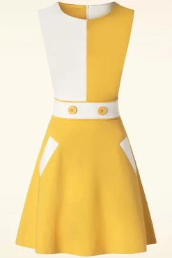 Sale Sixties Contrast Jurk In Geel Vrouwen Plus Size Jurken