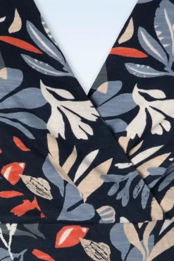 Hot Strand Glass Maxi Jurk In Collaged Sea Maritime Blue Vrouwen Plus Size Jurken