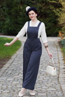 New Stripe Sail Dungarees In Marineblauw Vrouwen Playsuits & Jumpsuits