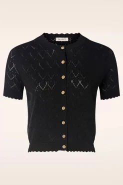 Online Summer Scallop Cardigan In Zwart Vrouwen Vestjes