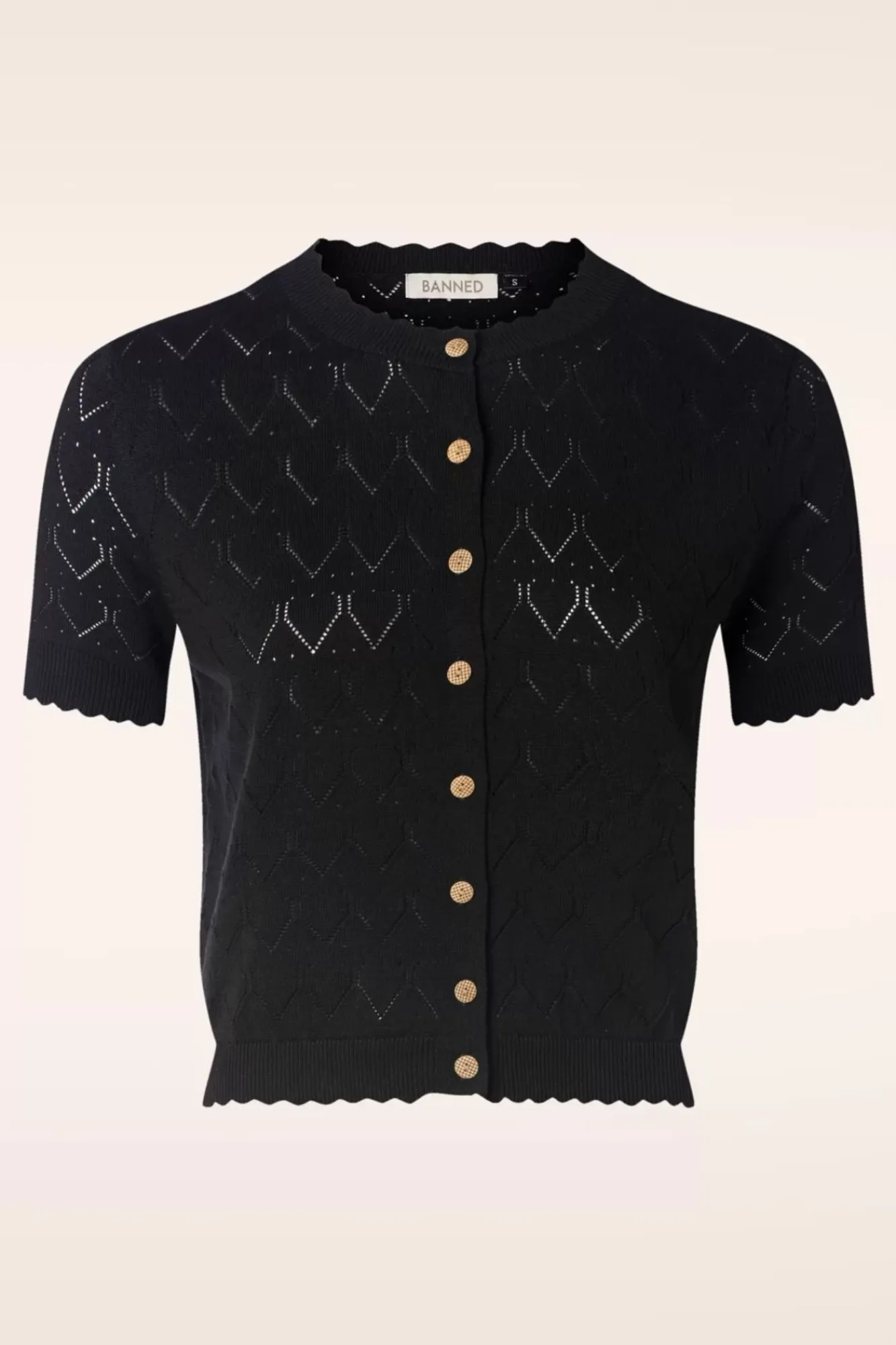 Online Summer Scallop Cardigan In Zwart Vrouwen Vestjes