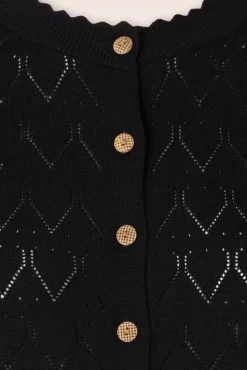 Online Summer Scallop Cardigan In Zwart Vrouwen Vestjes