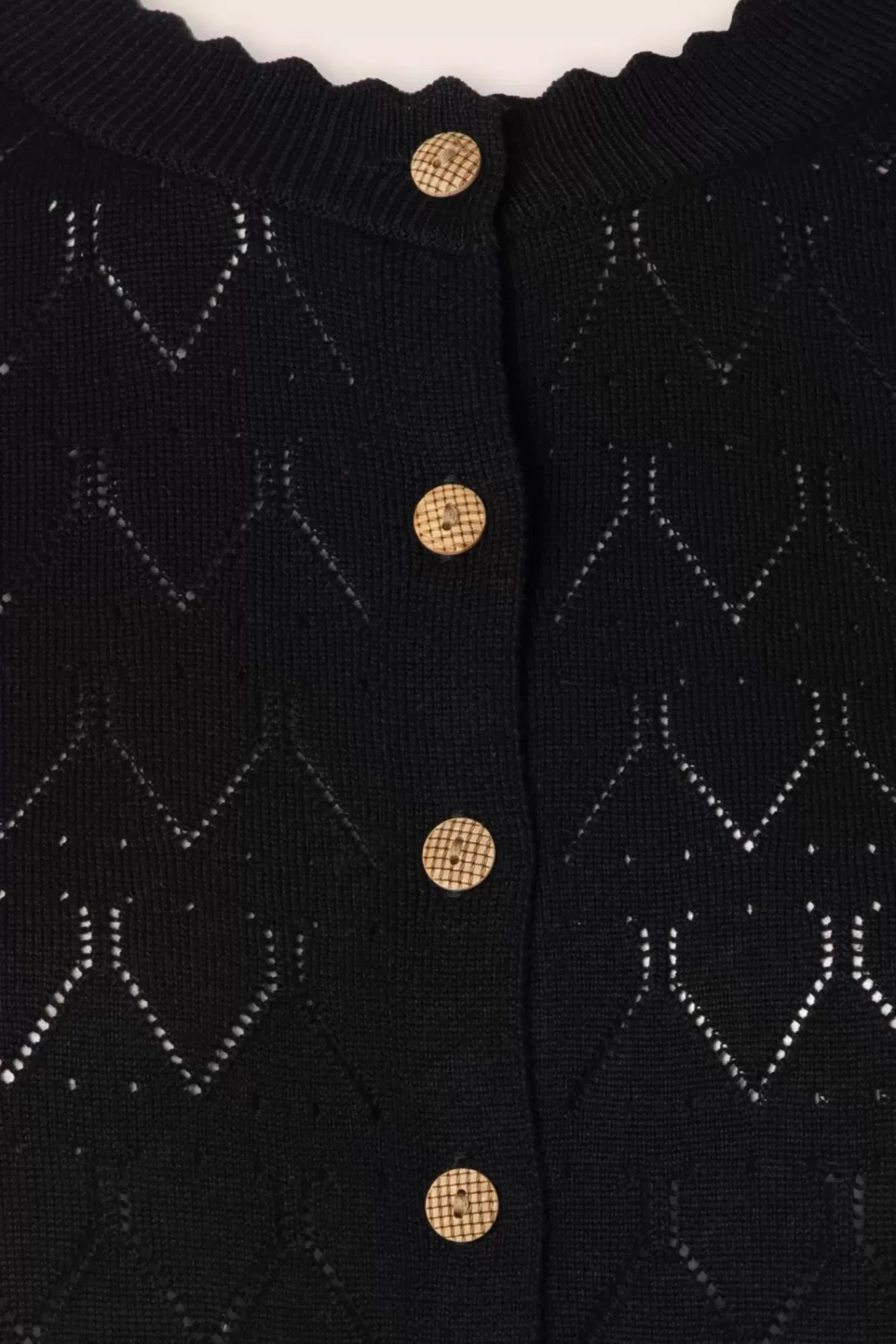 Online Summer Scallop Cardigan In Zwart Vrouwen Vestjes