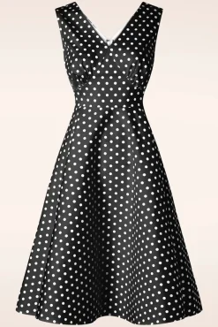 Outlet Summer Spot Swing Jurk In Zwart Vrouwen Plus Size Jurken