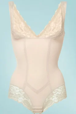 Clearance Supercontrol Kanten Body In Latte Vrouwen Shapewear