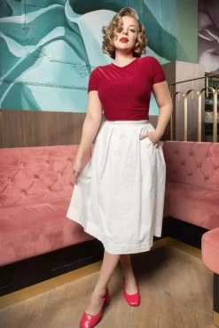 Hot Suzette Rosa Broderie Anglaise Rok Met Plooien In Wit Vrouwen Rokken