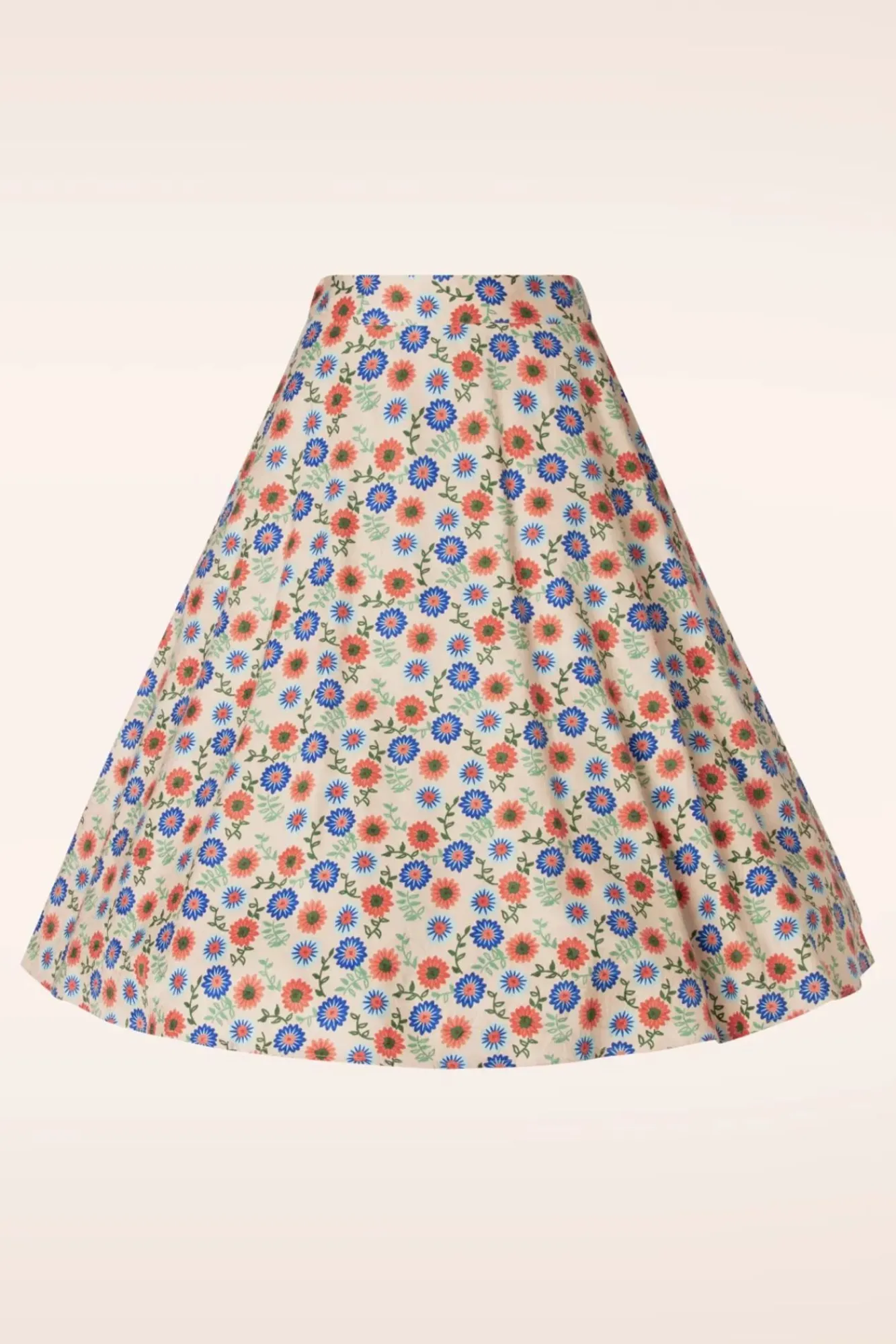 Sweet Floral Swing Rok In Creme Vrouwen Rokken