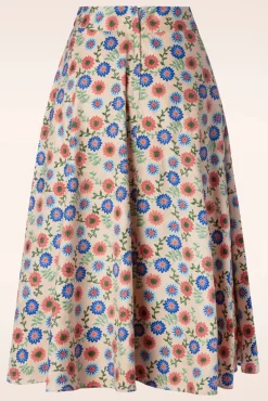 Sweet Floral Swing Rok In Creme Vrouwen Rokken