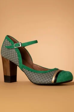 Tessy Suede Mary Jane Pumps In Groen En Zwart Vrouwen Pumps