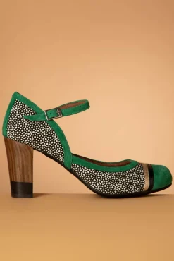Tessy Suede Mary Jane Pumps In Groen En Zwart Vrouwen Pumps