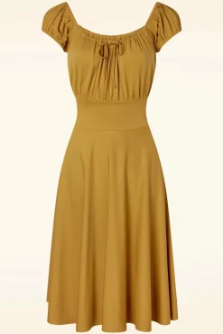 Sale Tessy Swingjurk In Mosterdgeel Vrouwen Effen Jurken
