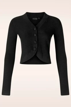 Best Textured Knit Crop Cardigan In Zwart Vrouwen Vestjes
