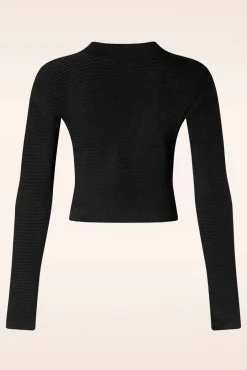 Best Textured Knit Crop Cardigan In Zwart Vrouwen Vestjes
