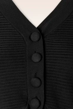 Best Textured Knit Crop Cardigan In Zwart Vrouwen Vestjes