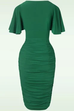 Best The Eugenie Vlinderpenciljurk In Groen Vrouwen Effen Jurken