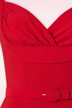 New The Gina Lee Swing Jurk In Scarlet Rood Vrouwen Effen Jurken