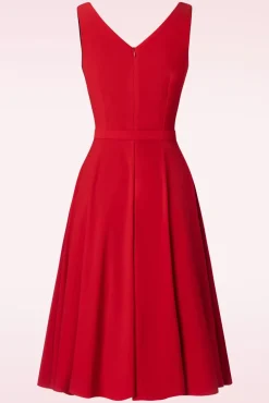 New The Gina Lee Swing Jurk In Scarlet Rood Vrouwen Effen Jurken
