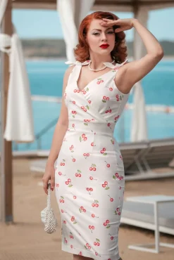 Online The Harper Penciljurk Met Kersenprint In Wit Vrouwen Plus Size Jurken