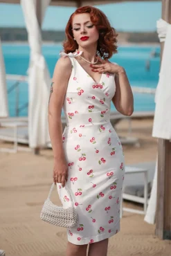 Online The Harper Penciljurk Met Kersenprint In Wit Vrouwen Plus Size Jurken