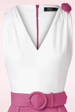 Discount The Kellie Pencil Jurk In Gebroken Wit En Donker Magentaroze Vrouwen Plus Size Jurken