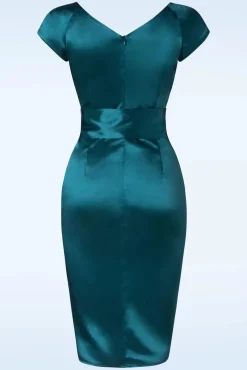 Sale The Moira Satin Pencil Jurk In Teal Vrouwen Plus Size Jurken