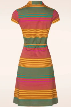 Hot Tilly Polo Jurk In Yarn Dyed Caramel Vrouwen Plus Size Jurken