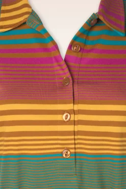 Hot Tilly Polo Jurk In Yarn Dyed Caramel Vrouwen Plus Size Jurken