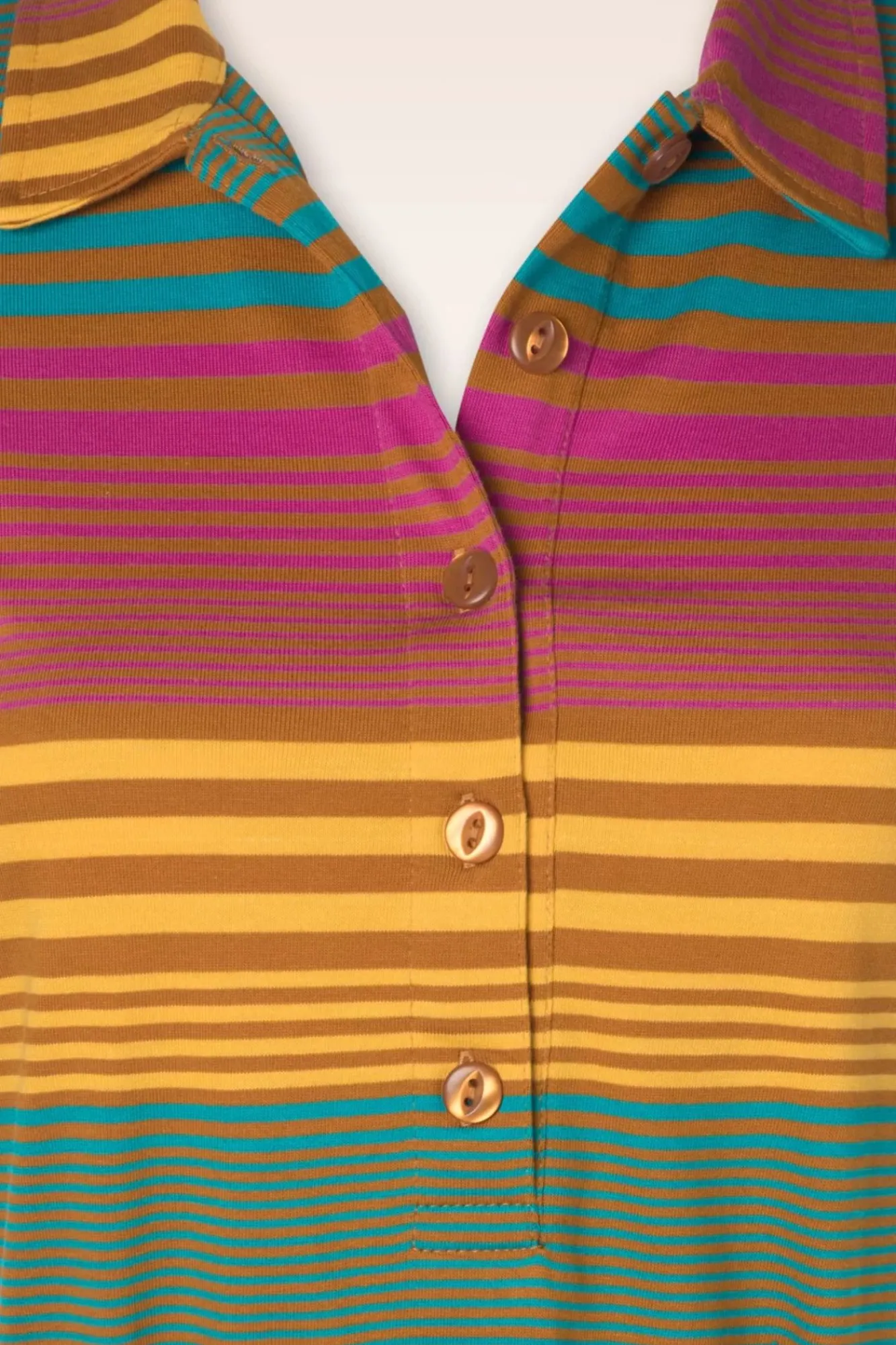 Hot Tilly Polo Jurk In Yarn Dyed Caramel Vrouwen Plus Size Jurken