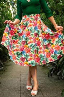 Outlet Topvintage Exclusief ~ Adriana Flower Swing Rok In Multi Vrouwen Rokken