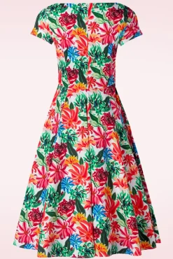 Outlet Topvintage Exclusive ~ Adriana Floral Swing Jurk Met Korte Mouwen In Multi Vrouwen Plus Size Jurken