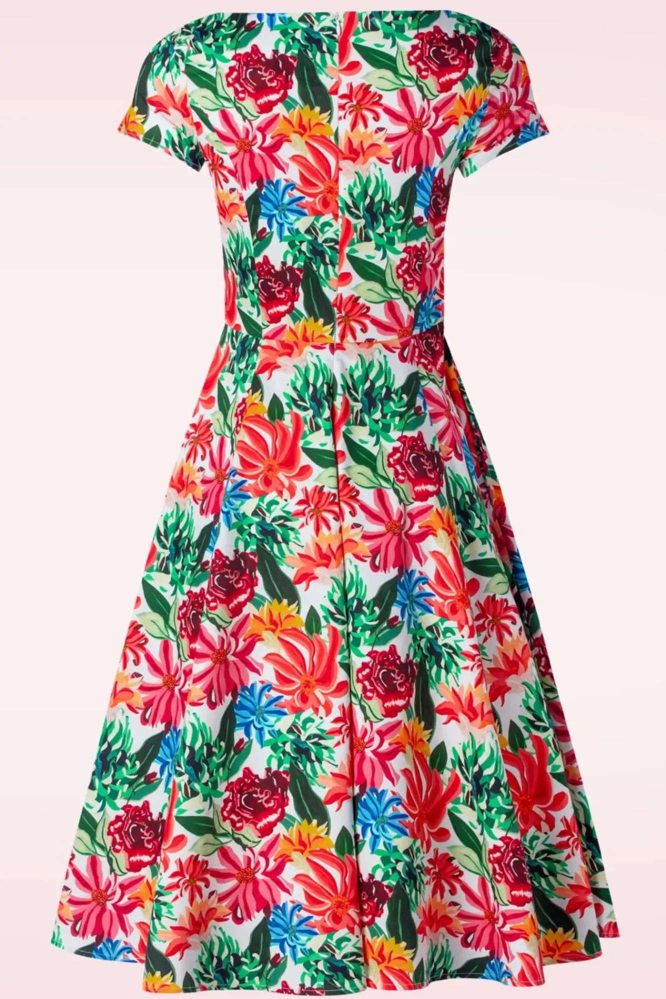 Outlet Topvintage Exclusive ~ Adriana Floral Swing Jurk Met Korte Mouwen In Multi Vrouwen Plus Size Jurken