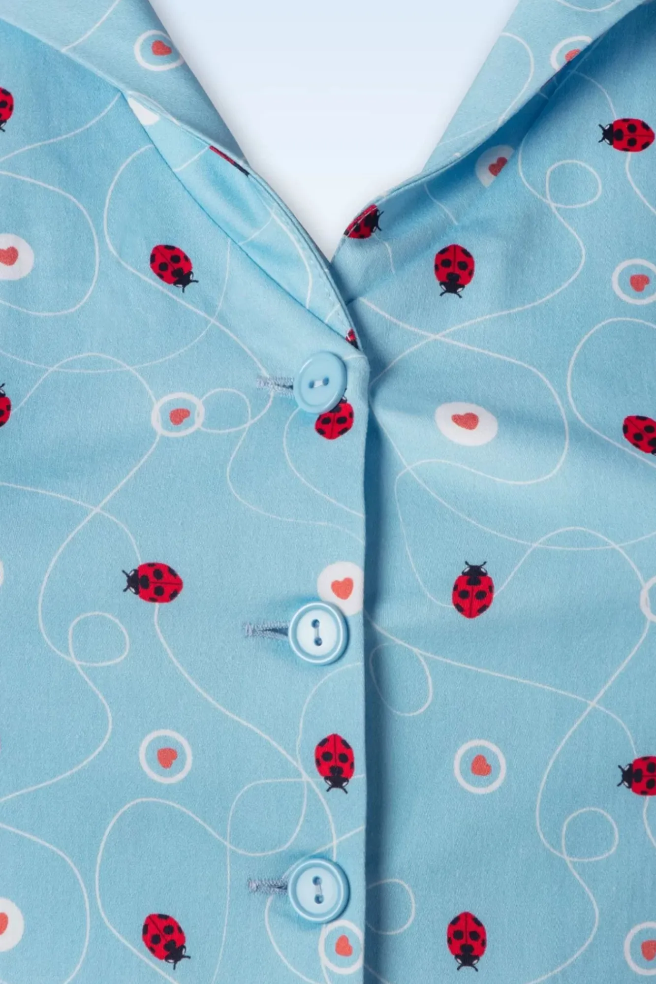 Discount Topvintage Exclusive ~ Angie Swing Jurk In Licht Blauw Met Lieveheersbeestjes Print Vrouwen Swing Jurken