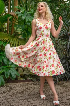 Clearance Topvintage Exclusive ~ Eliane Rose Swing Jurk In Wit Vrouwen Plus Size Jurken