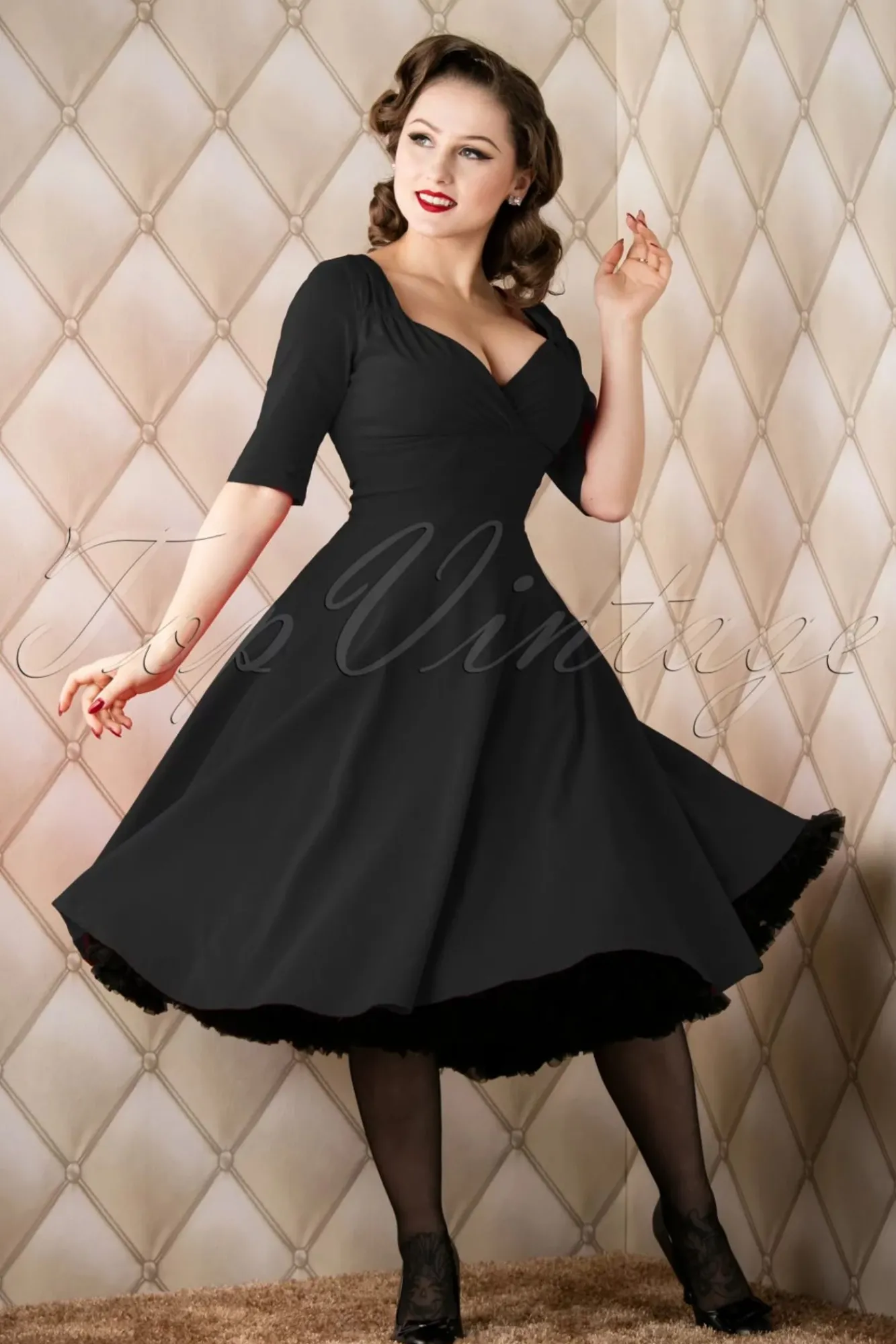 Online Trixie Doll Swing Jurk In Zwart Vrouwen Effen Jurken