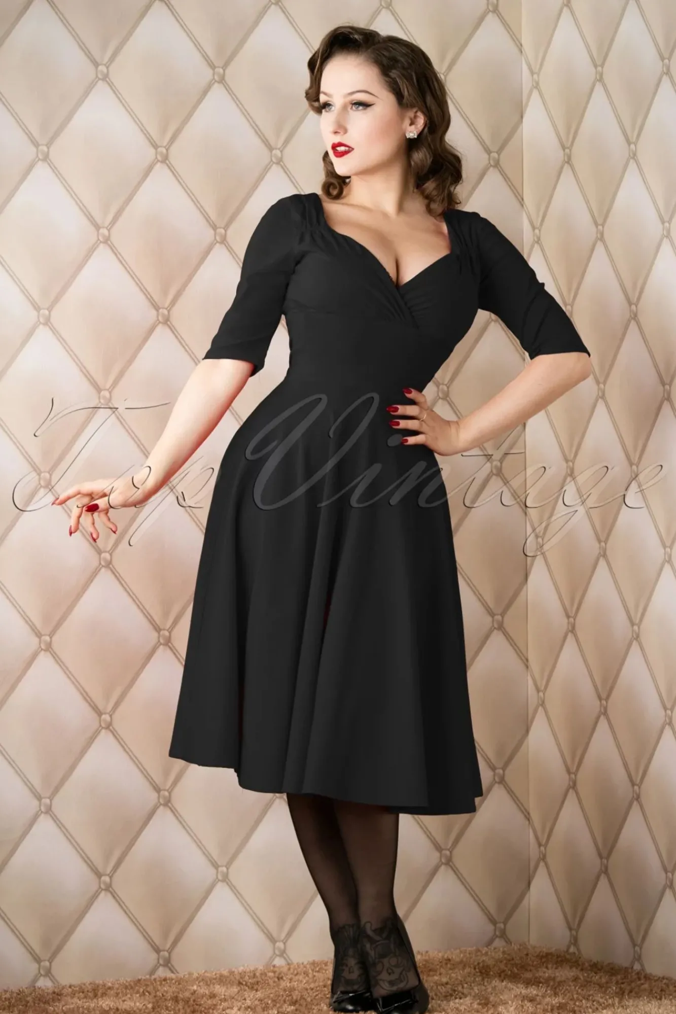 Online Trixie Doll Swing Jurk In Zwart Vrouwen Effen Jurken