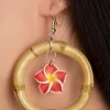 Clearance Tropical Flower Bamboe Hoop Oorbellen Vrouwen Sieraden