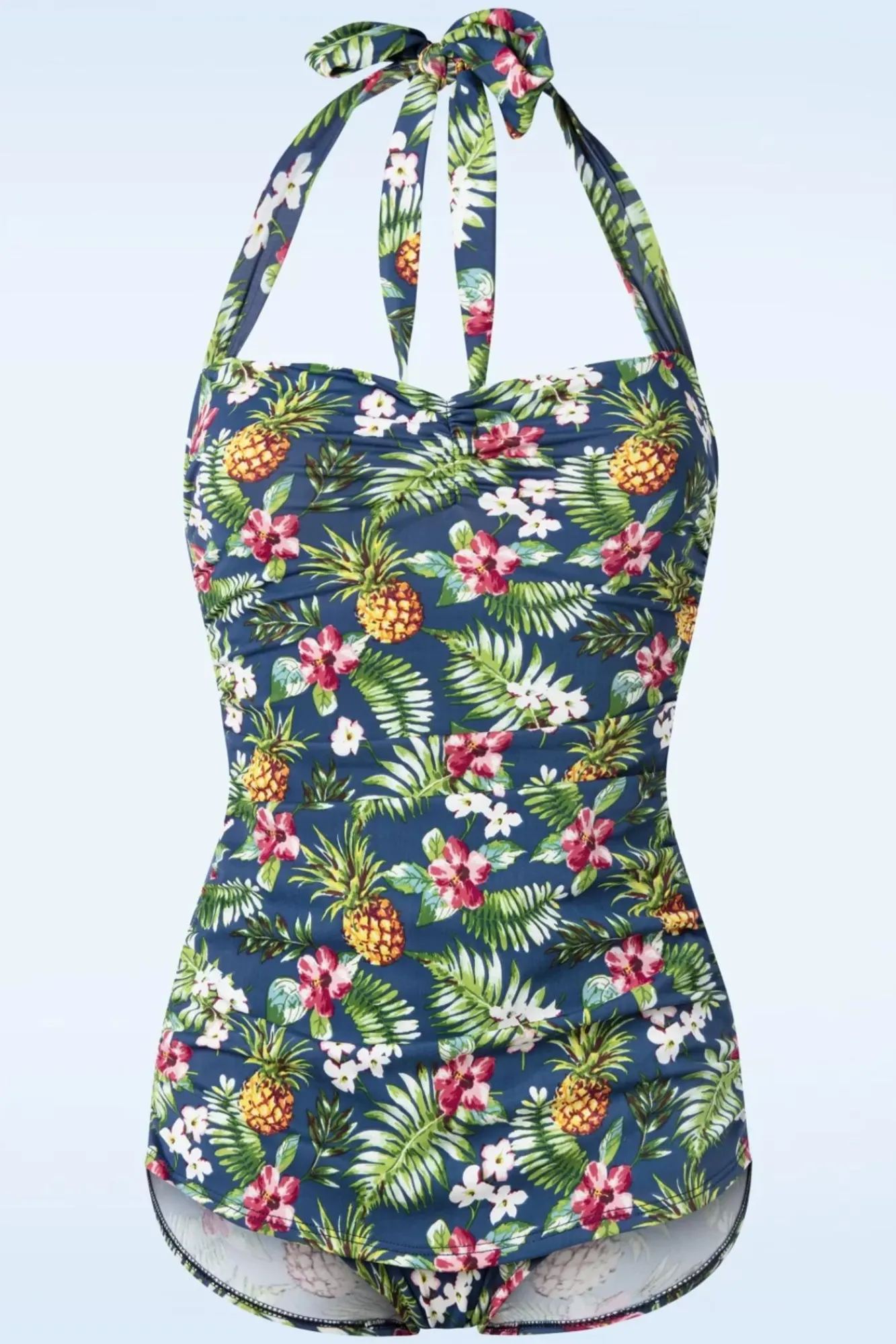 Best Tropical One Piece Halter Badpak In Blauw Vrouwen Badpakken