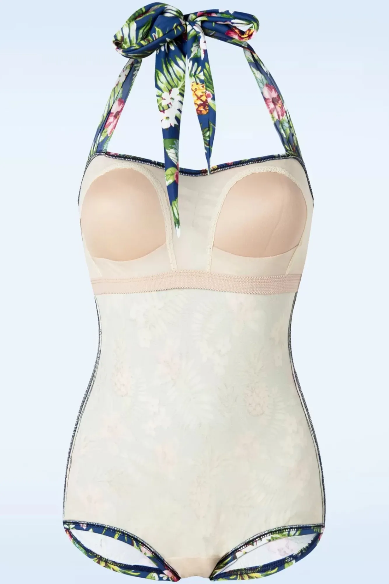 Best Tropical One Piece Halter Badpak In Blauw Vrouwen Badpakken