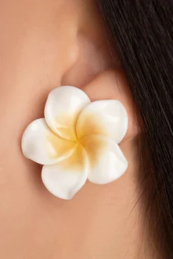 Outlet Tropical Summer Flower Stud Oorbellen In Wit Vrouwen Sieraden