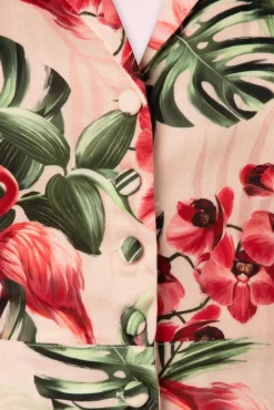 Discount Tropische Flamingo Button Up Playsuit In Licht Roze Vrouwen Playsuits & Jumpsuits