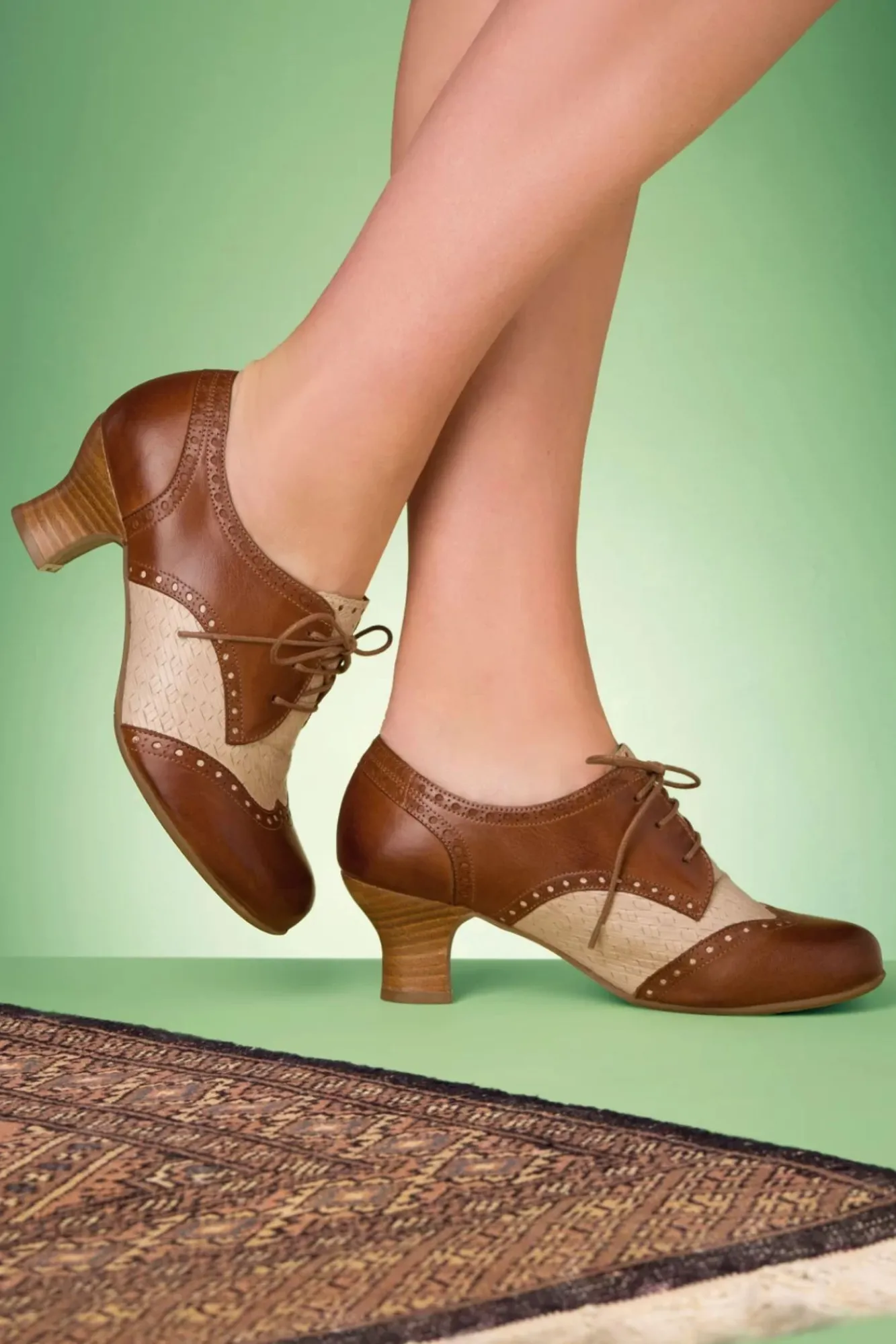 Best Tully Lederen Veterschoentjes In Cognac En Creme Vrouwen Booties & Laarzen