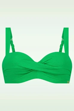 Clearance Twisted Bikinitop In Bright Green Relief Vrouwen Bikini's