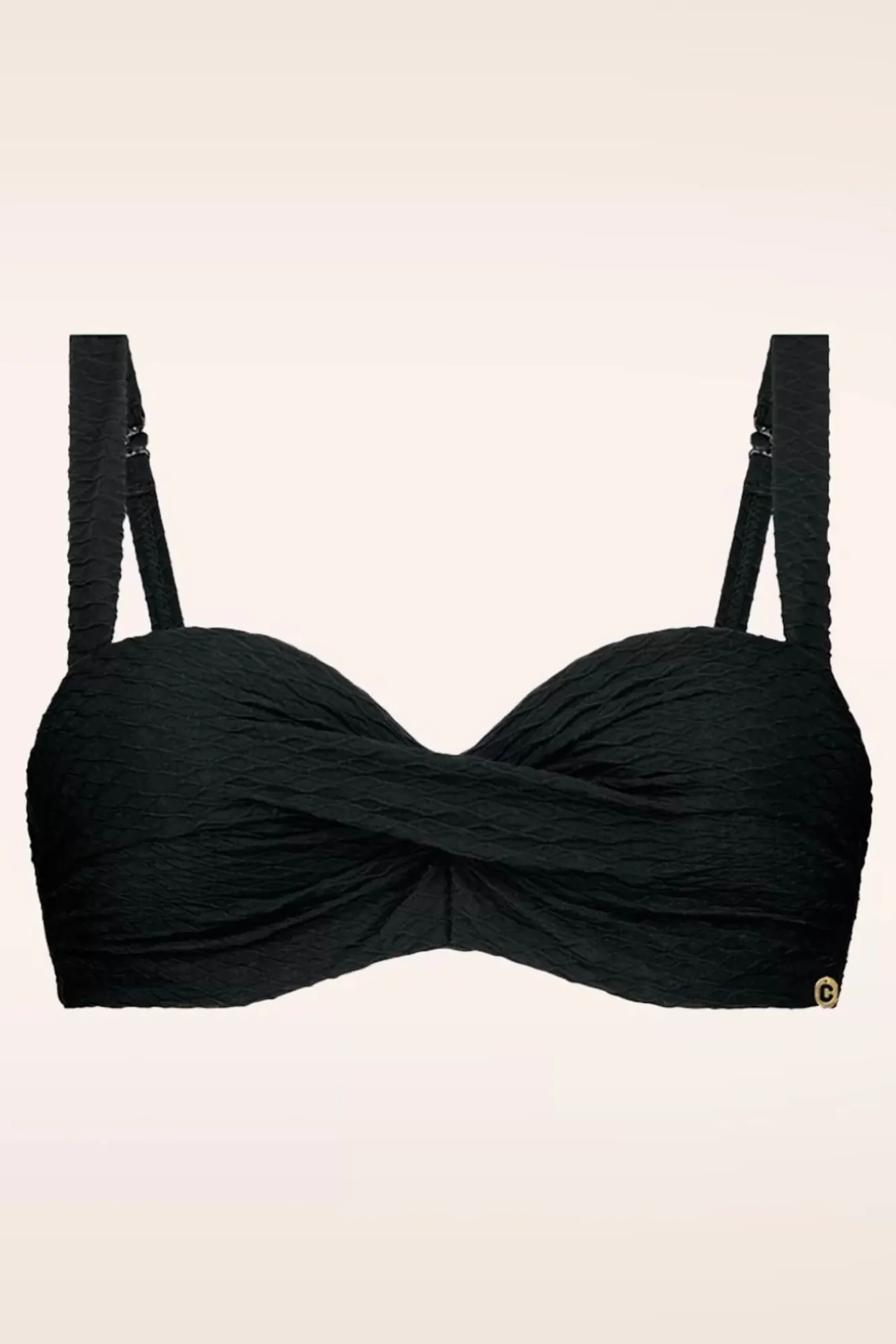 New Twisted Bikinitop In Zwart Snake Vrouwen Bikini's