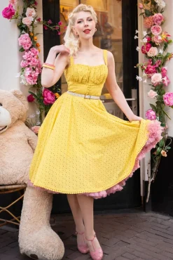 Hot Valerie Swing Jurk In Mosterd Vrouwen Effen Jurken