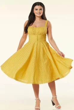 Hot Valerie Swing Jurk In Mosterd Vrouwen Effen Jurken